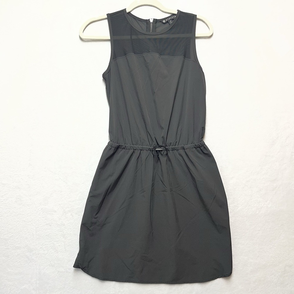 Athleta Sleeveless Sol Featherweight Dress Womens 0 Athletic Stretch Mesh Grey
